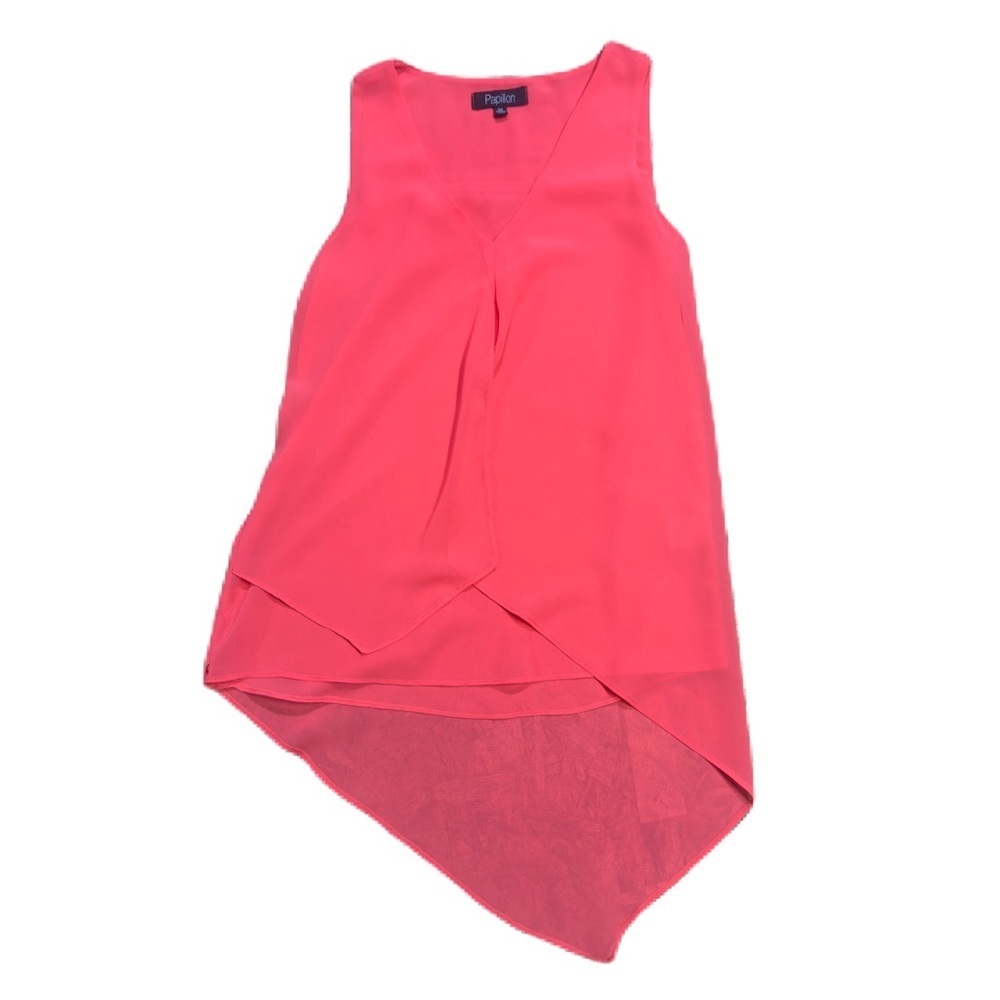 _Papillon Sleeveless Blouse - Neon Pink/Orange - Extra Small - $22_